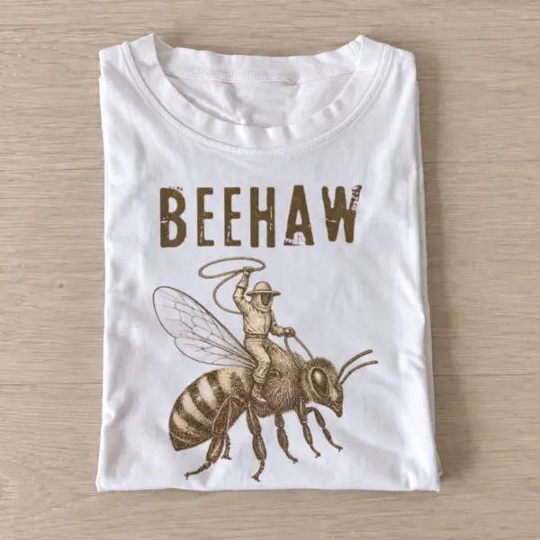 Beehaw cowboy riding bee t shirt white20beehaw.webp