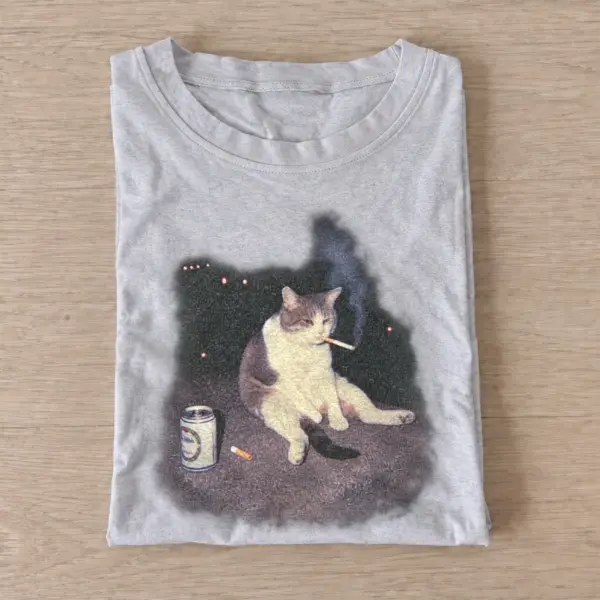 Beer break cat graphic t shirt gray20beer break cat.webp