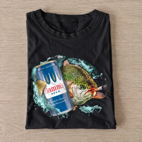 Beer Can Trout Fishing T-Shirt — graphic design