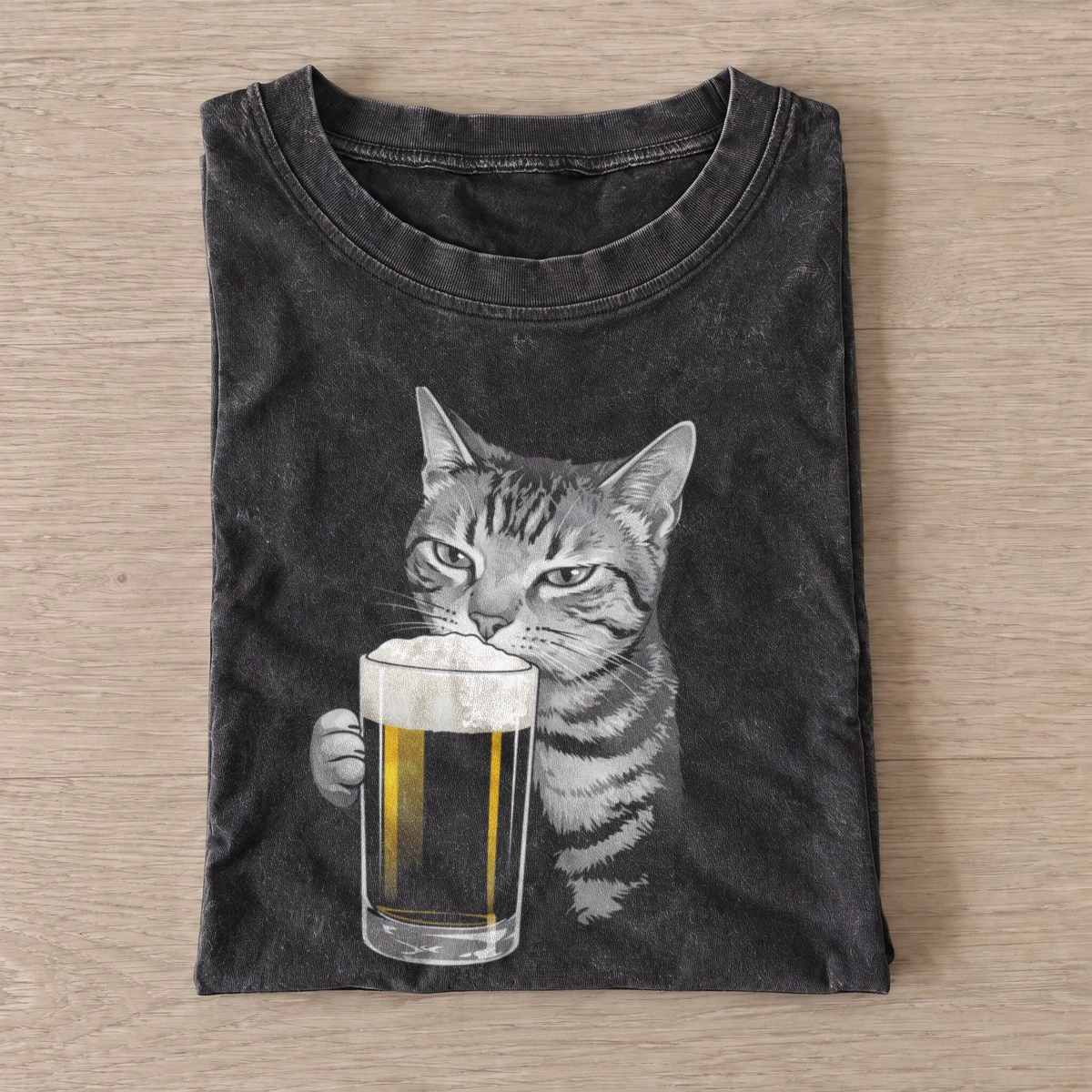 Beer cat vintage t shirt washed20black20beer cat.webp