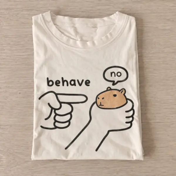 Behave no capybara graphic t shirt sand20behave no capybara.webp