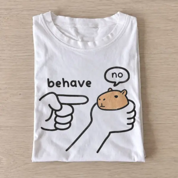 Behave no capybara graphic t shirt white20behave no capybara.webp