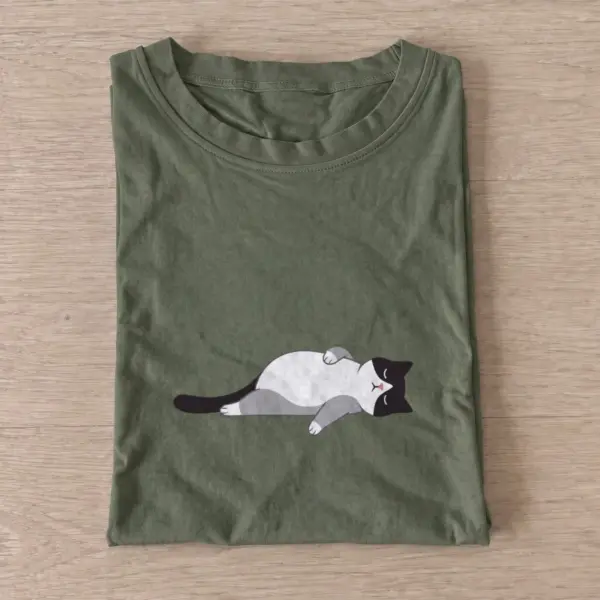 Belly up cat t shirt olive20belly up cat.webp