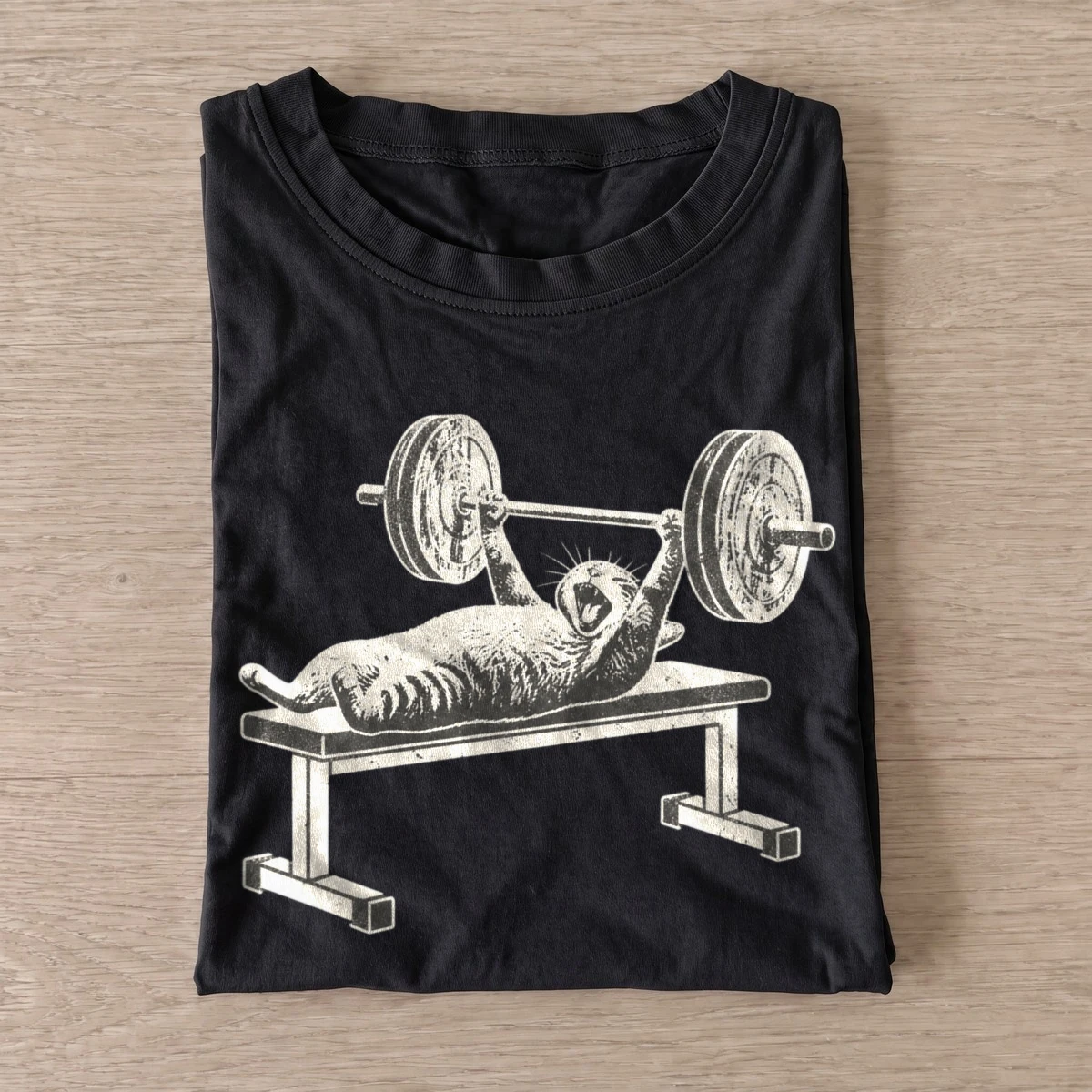 Bench press cat graphic t shirt black20bench press cat.webp