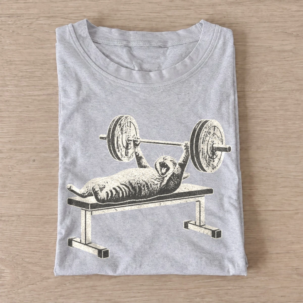 Bench press cat graphic t shirt gray20bench press cat.webp