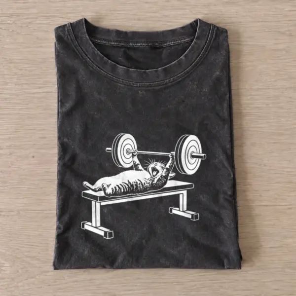 Bench press cat vintage t shirt washed20black20bench press cat.webp