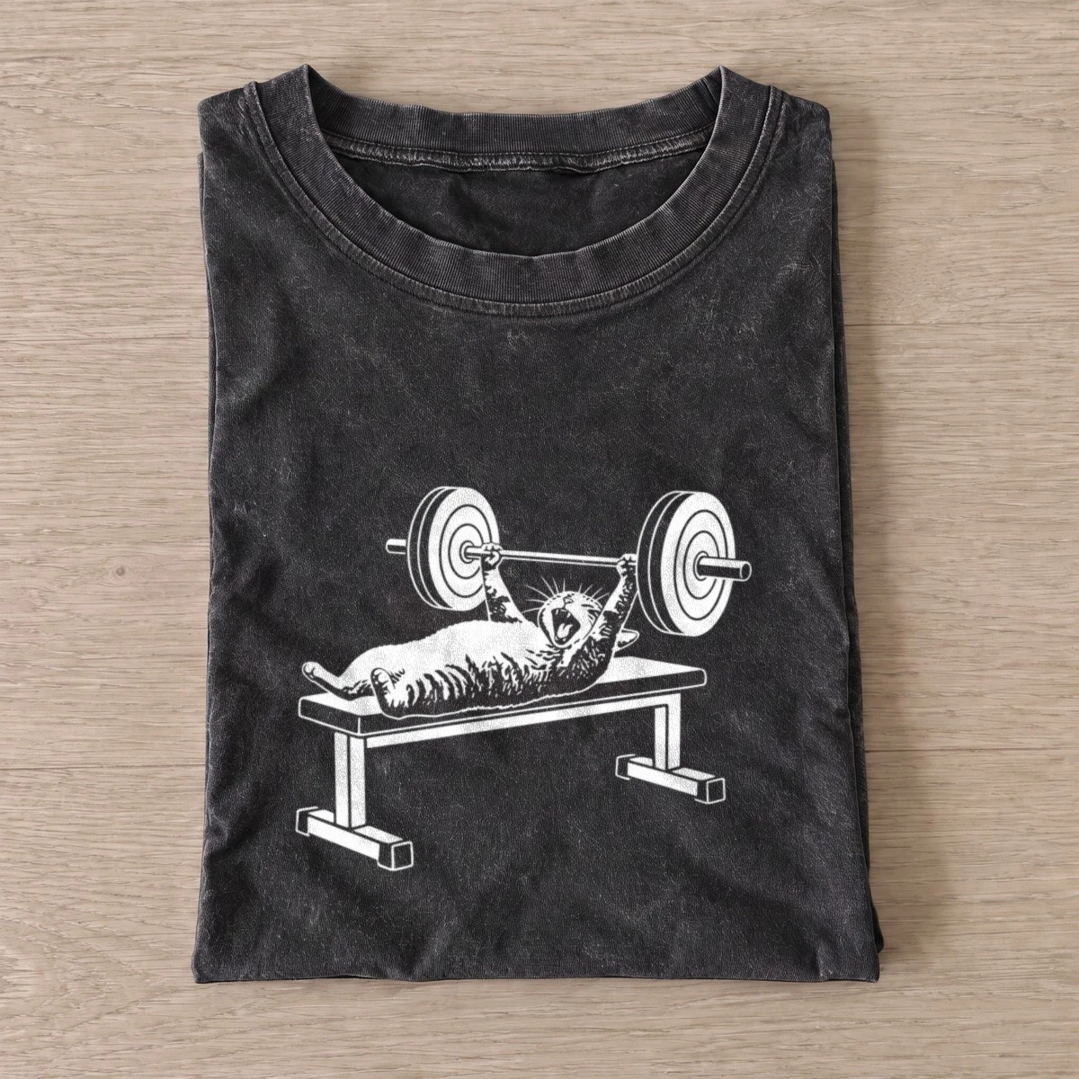 Bench press cat vintage t shirt washed20black20bench press cat.webp