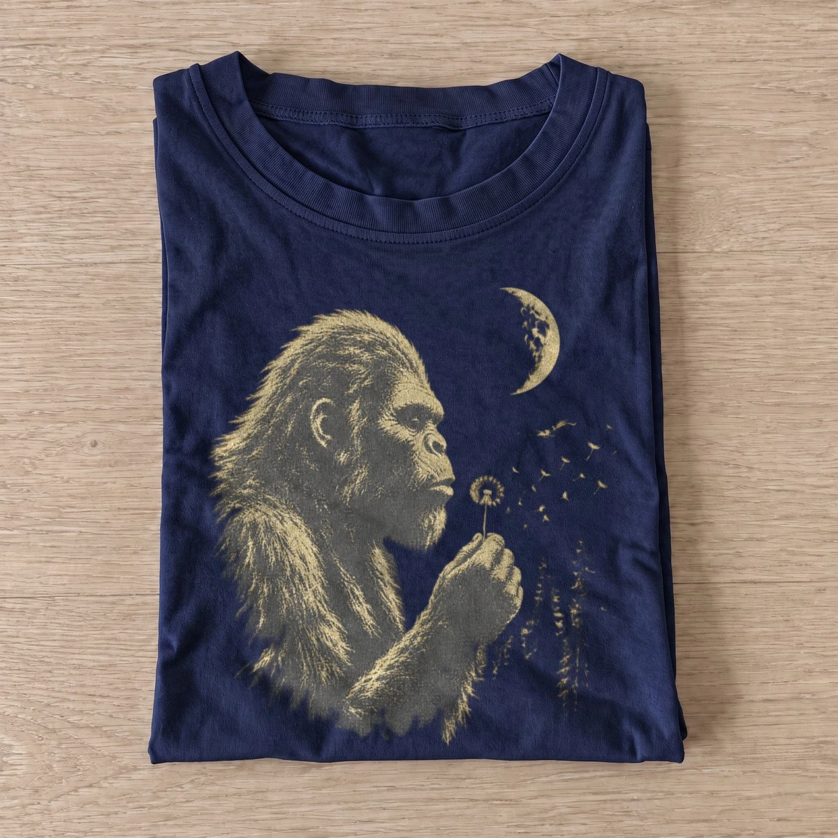Bigfoot blowing dandelion t shirt navy20dandelion bigfoot.webp