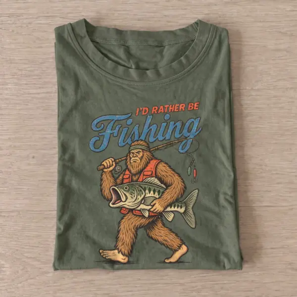 Bigfoot Gone Fishing Fishing T-Shirt — graphic design