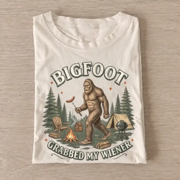 Bigfoot grabbed my wiener camping t shirt sand20bigfoot hotdog camp.webp