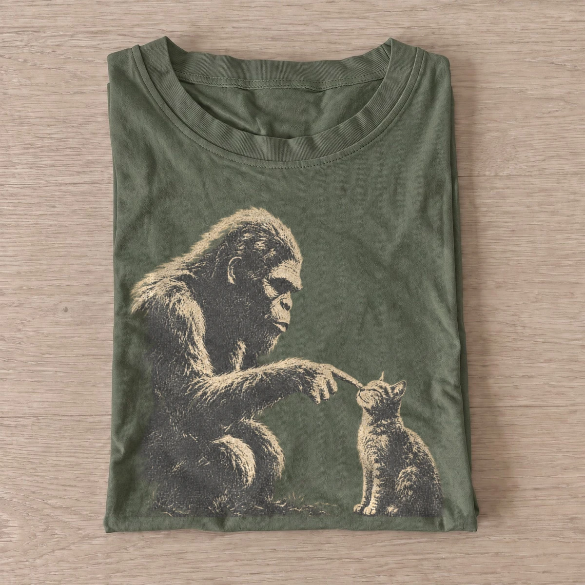 Bigfoot kitten friend graphic t shirt olive20bigfoot kitten friend.webp