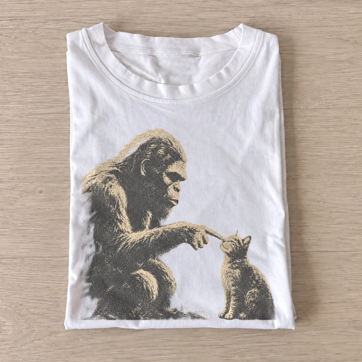 Bigfoot kitten friend graphic t shirt white20bigfoot kitten friend.webp