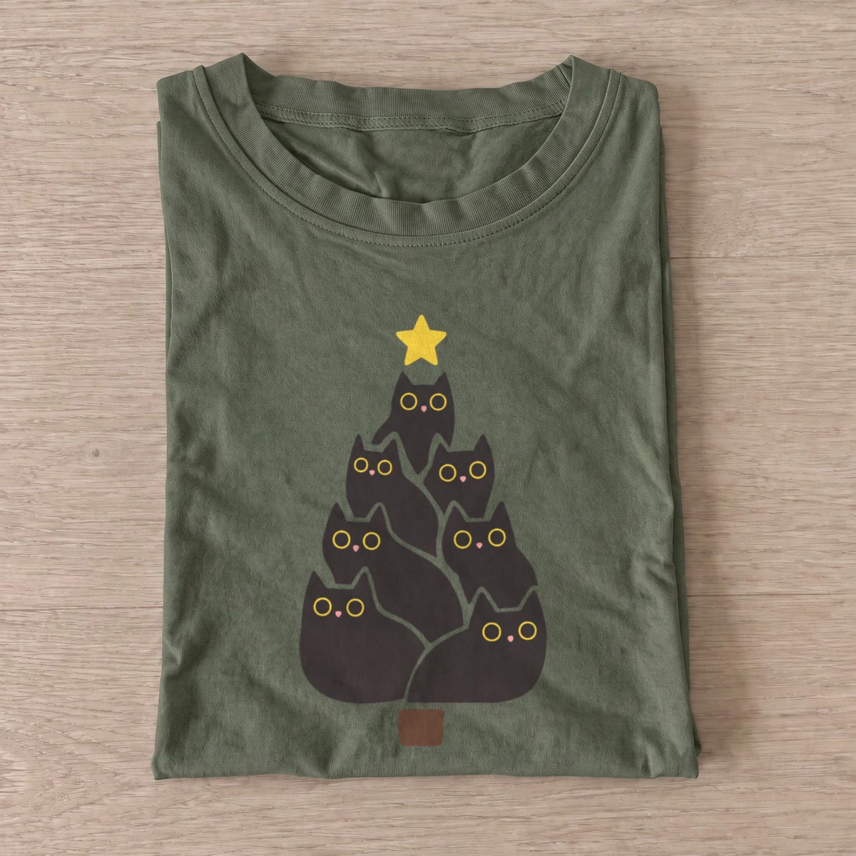 Black cat christmas tree t shirt olive20black cat christmas tree.webp