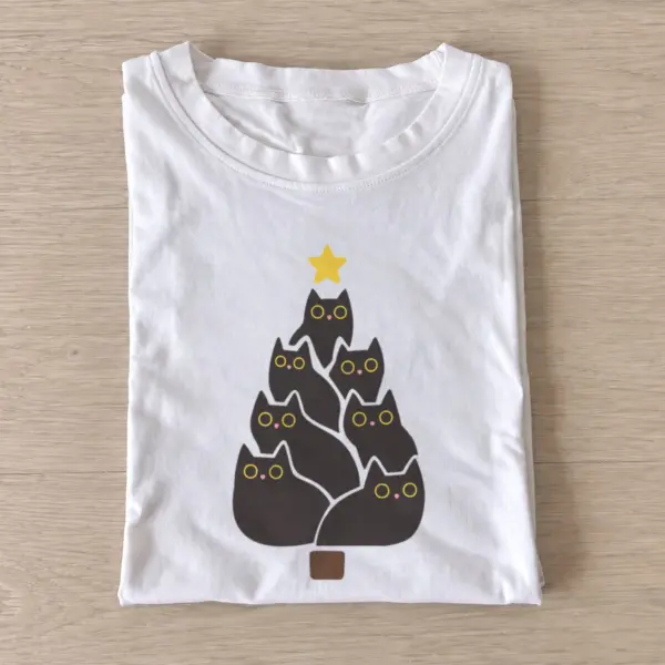 Black cat christmas tree t shirt white20black cat christmas tree.webp