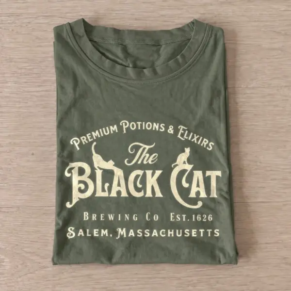 Black cat potions elixirs salem t shirt olive20black cat potions.webp