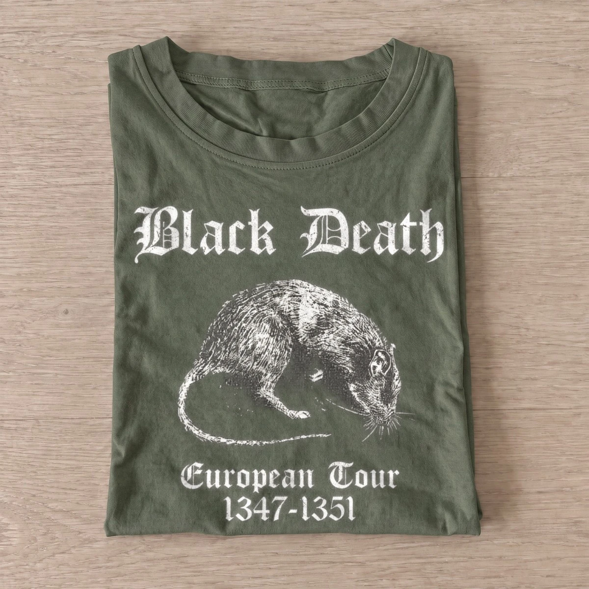 Black death european tour rat t shirt olive20black death rat.webp