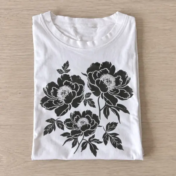 Black peony cluster t shirt white20black peony cluster.webp