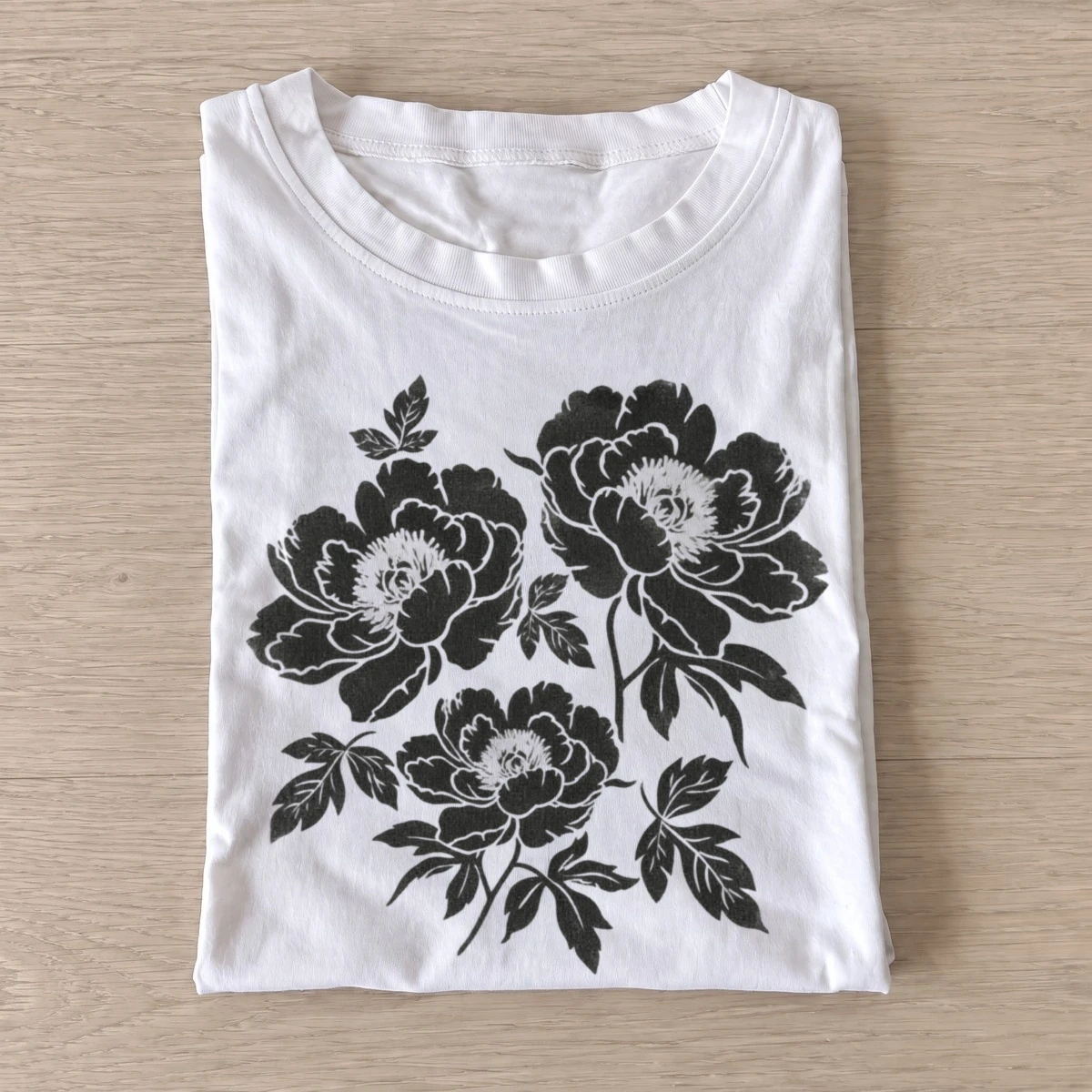 Black peony cluster t shirt white20black peony cluster.webp