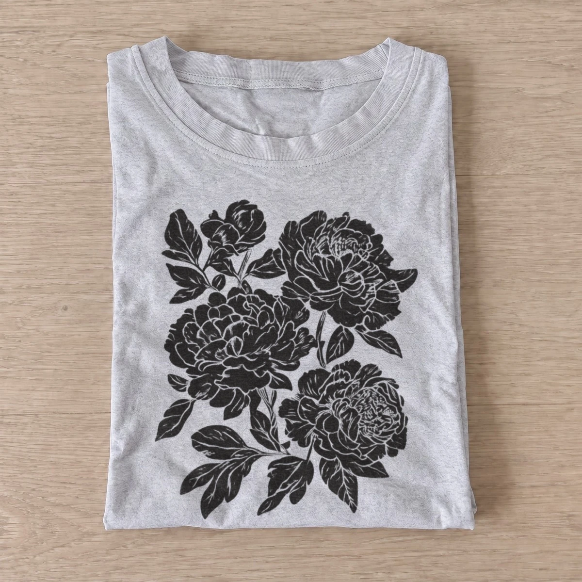 Black peony garden t shirt gray20black peony garden.webp
