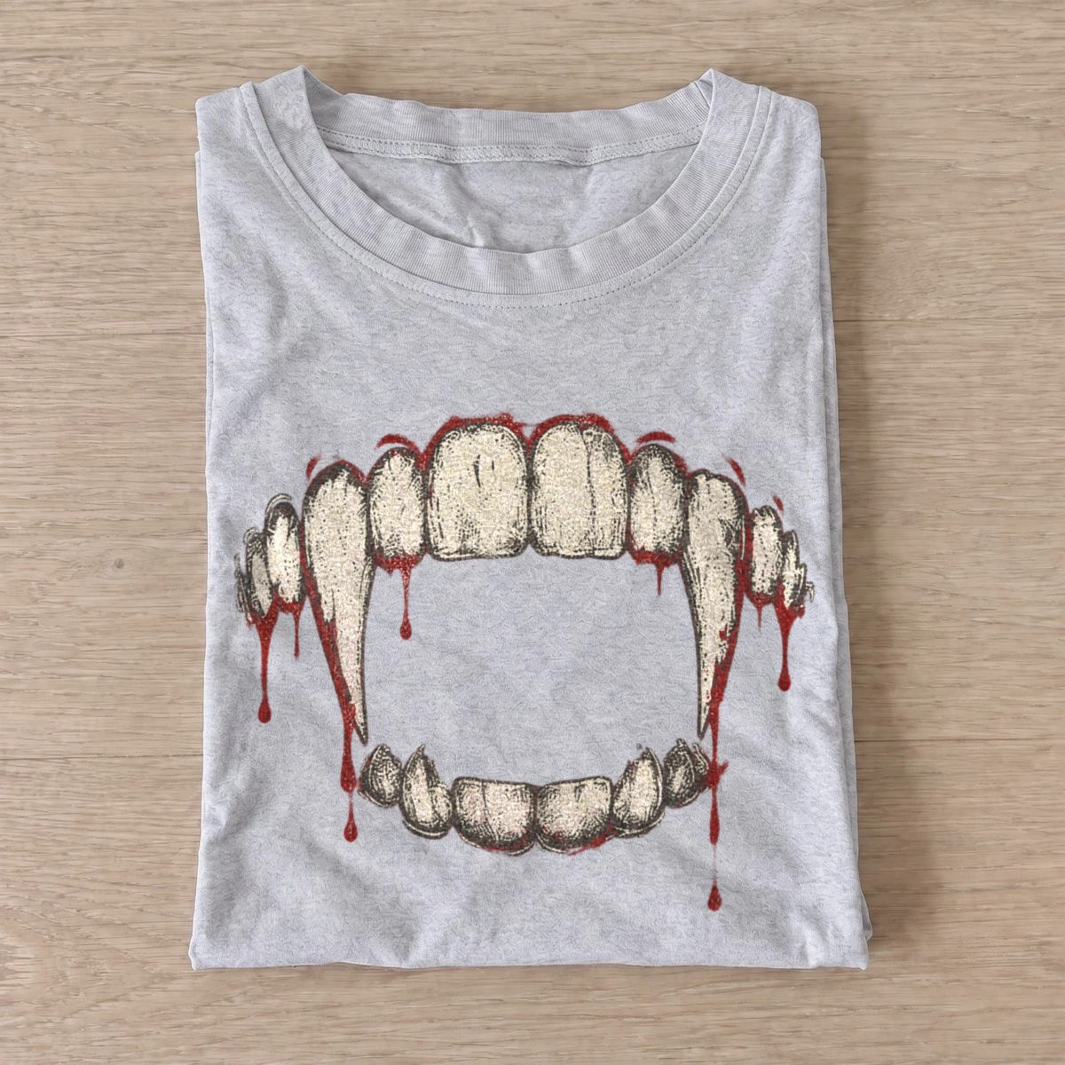 Bloody vampire fangs t shirt gray20bloody vampire fangs.webp