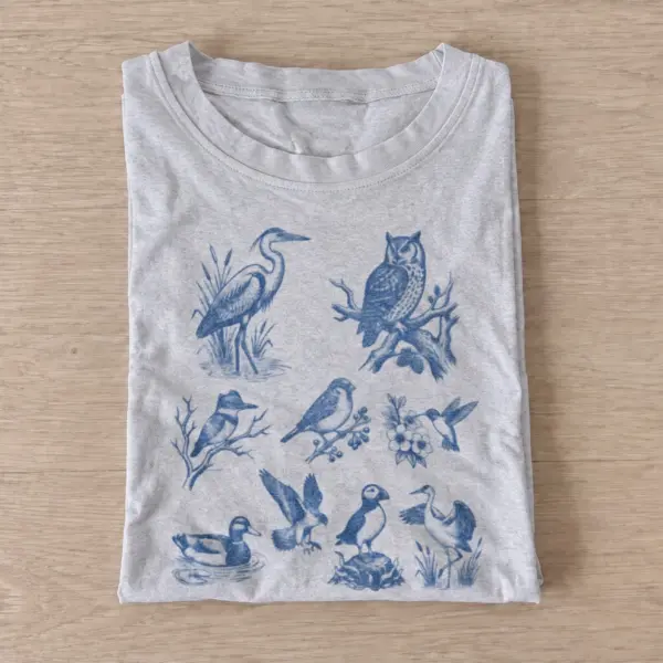 Blue bird toile t shirt gray20blue bird toile.webp