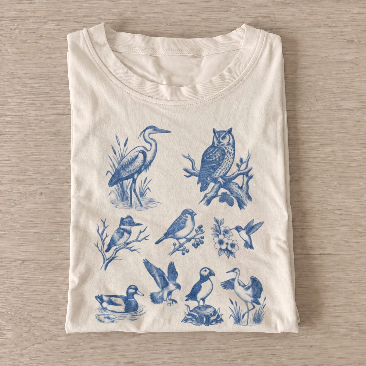 Blue bird toile t shirt sand20blue bird toile.webp