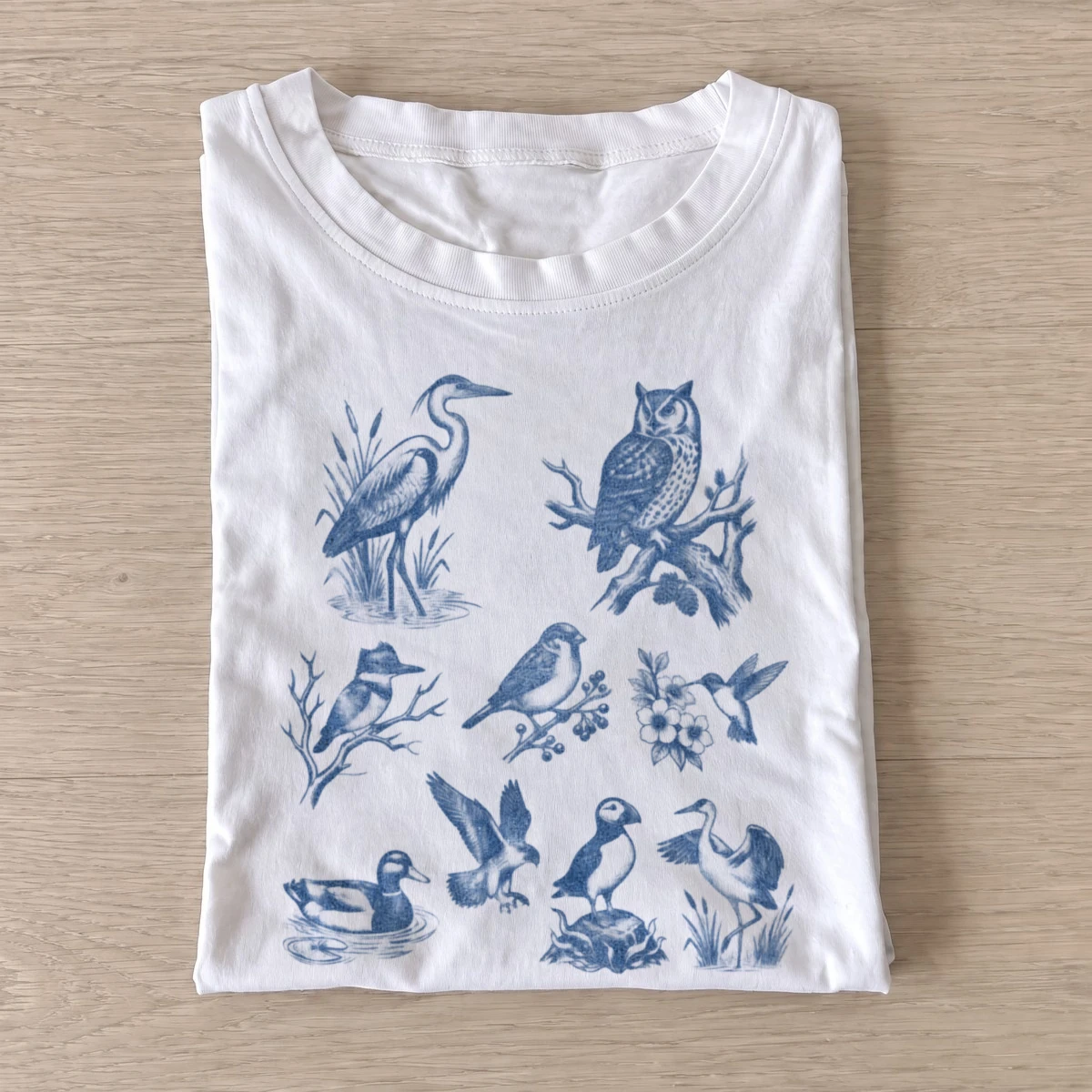 Blue bird toile t shirt white20blue bird toile.webp