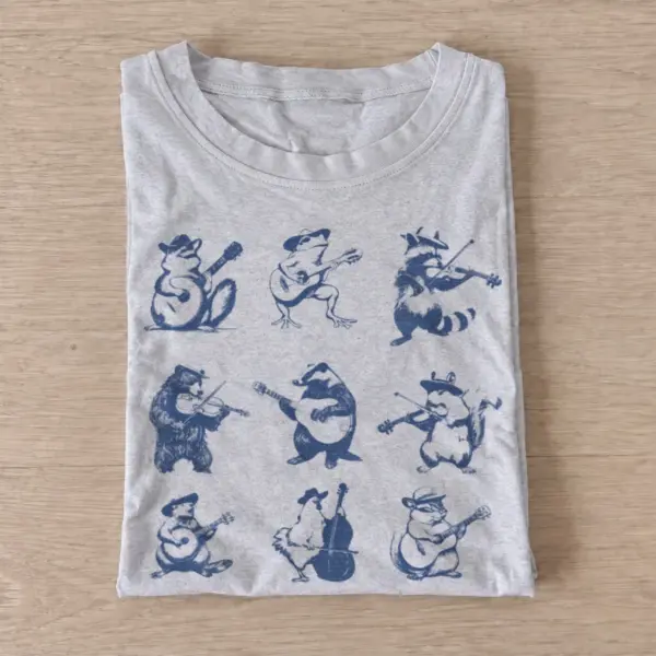 Blue folk animal musicians t shirt gray20blue folk musicians.webp