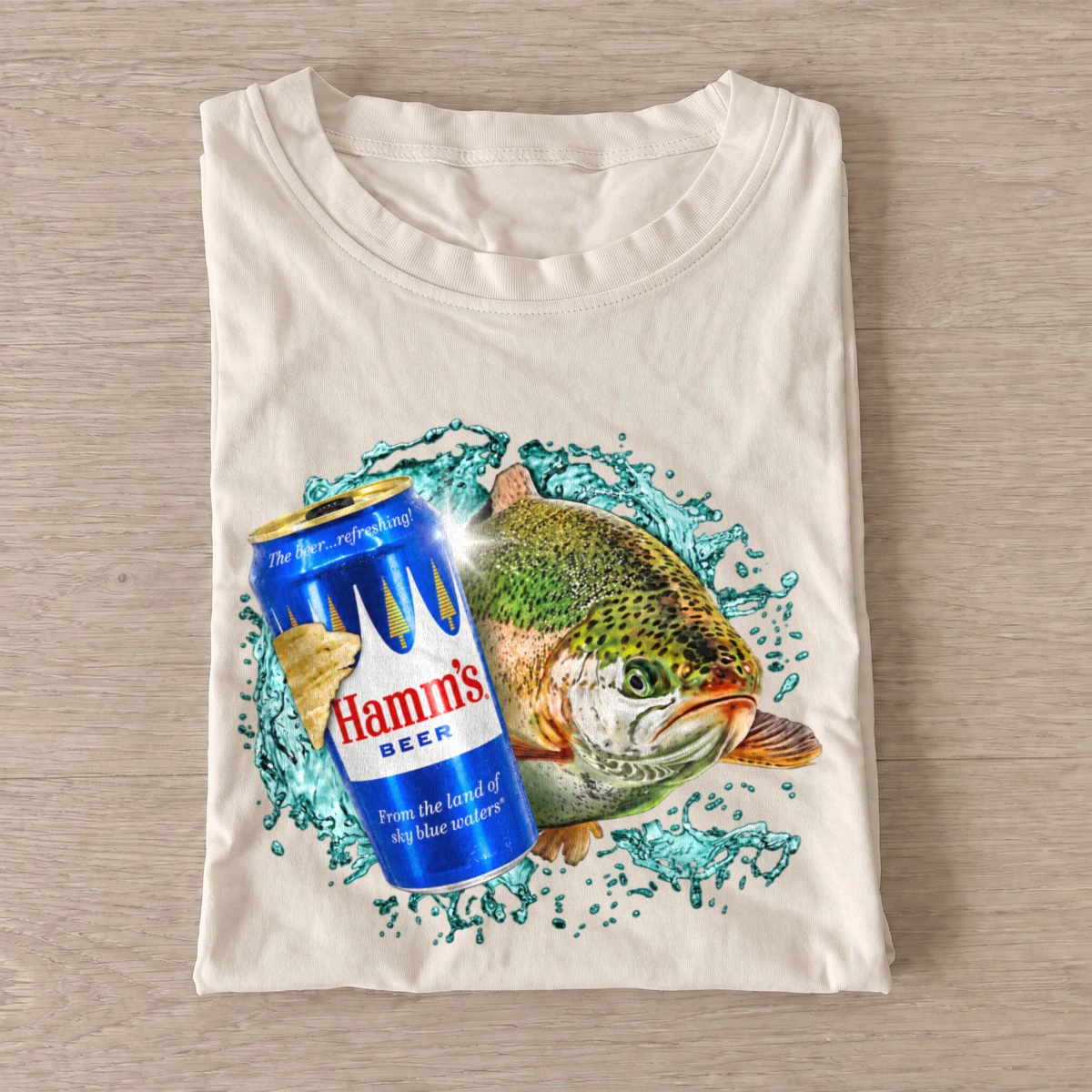 Blue lager trout t shirt sand20blue lager trout.webp
