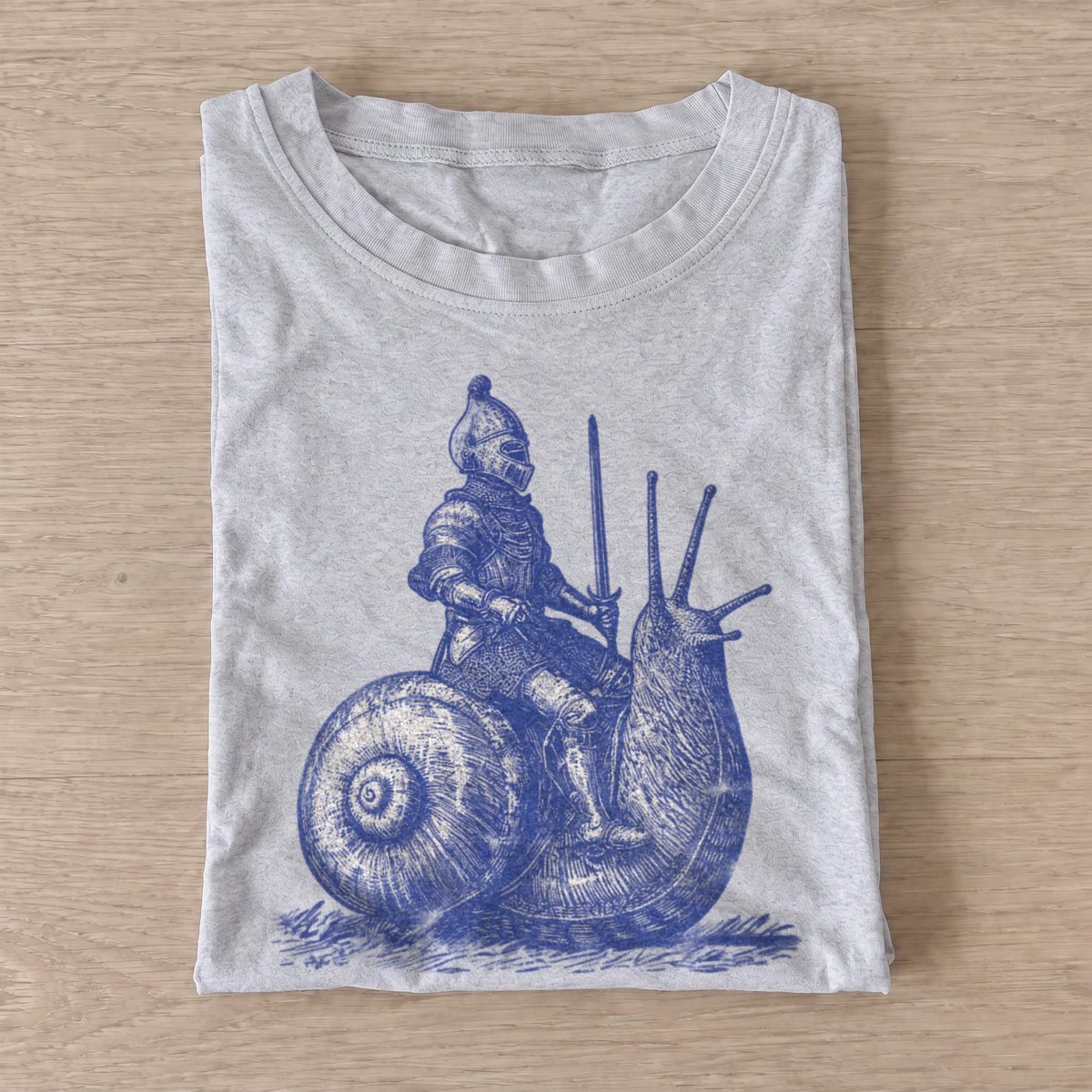 Blue snail knight graphic t shirt gray20blue snail knight.webp