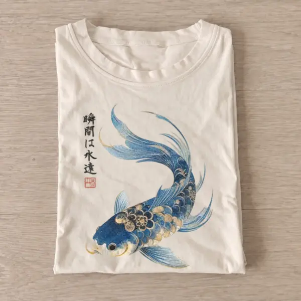 Blue and gold koi fish t shirt sand20blue gold koi.webp