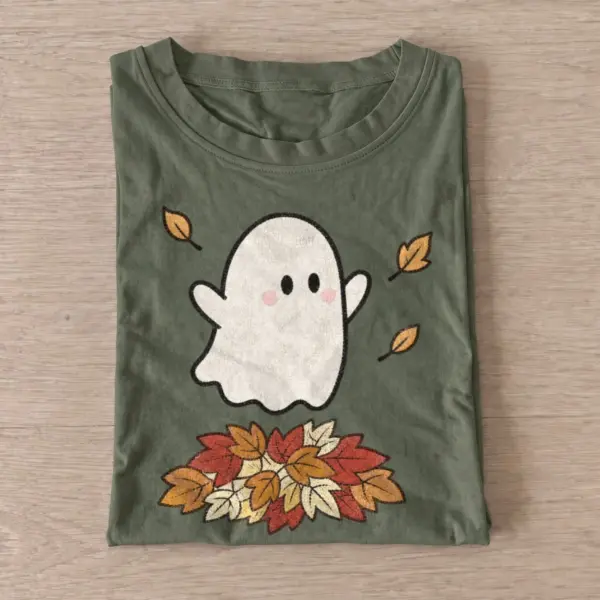 Blushing fall ghost t shirt olive20blushing fall ghost.webp
