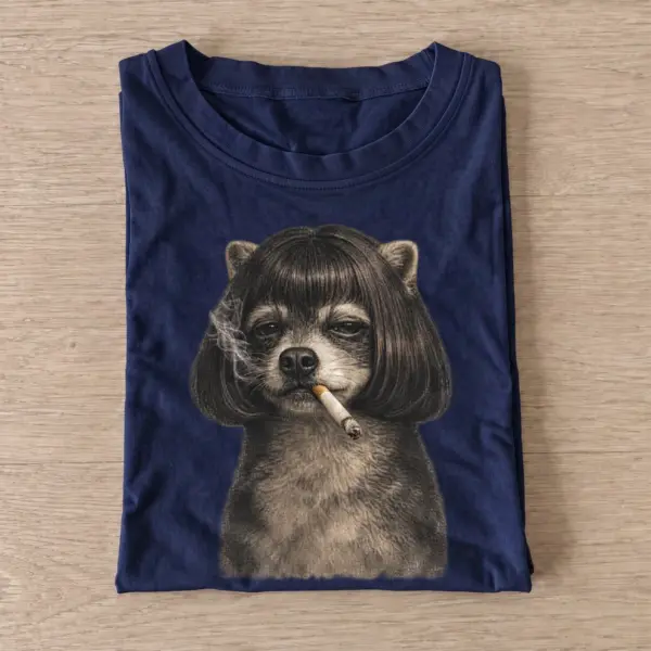 Bob haired smoking raccoon t shirt navy20bob haired raccoon.webp