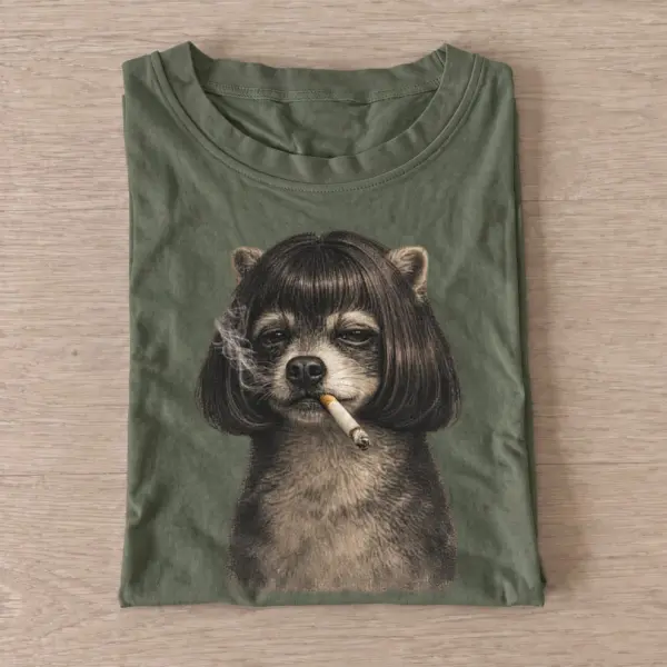 Bob haired smoking raccoon t shirt olive20bob haired raccoon.webp