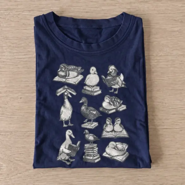 Bookish geese t shirt navy20bookish geese.webp