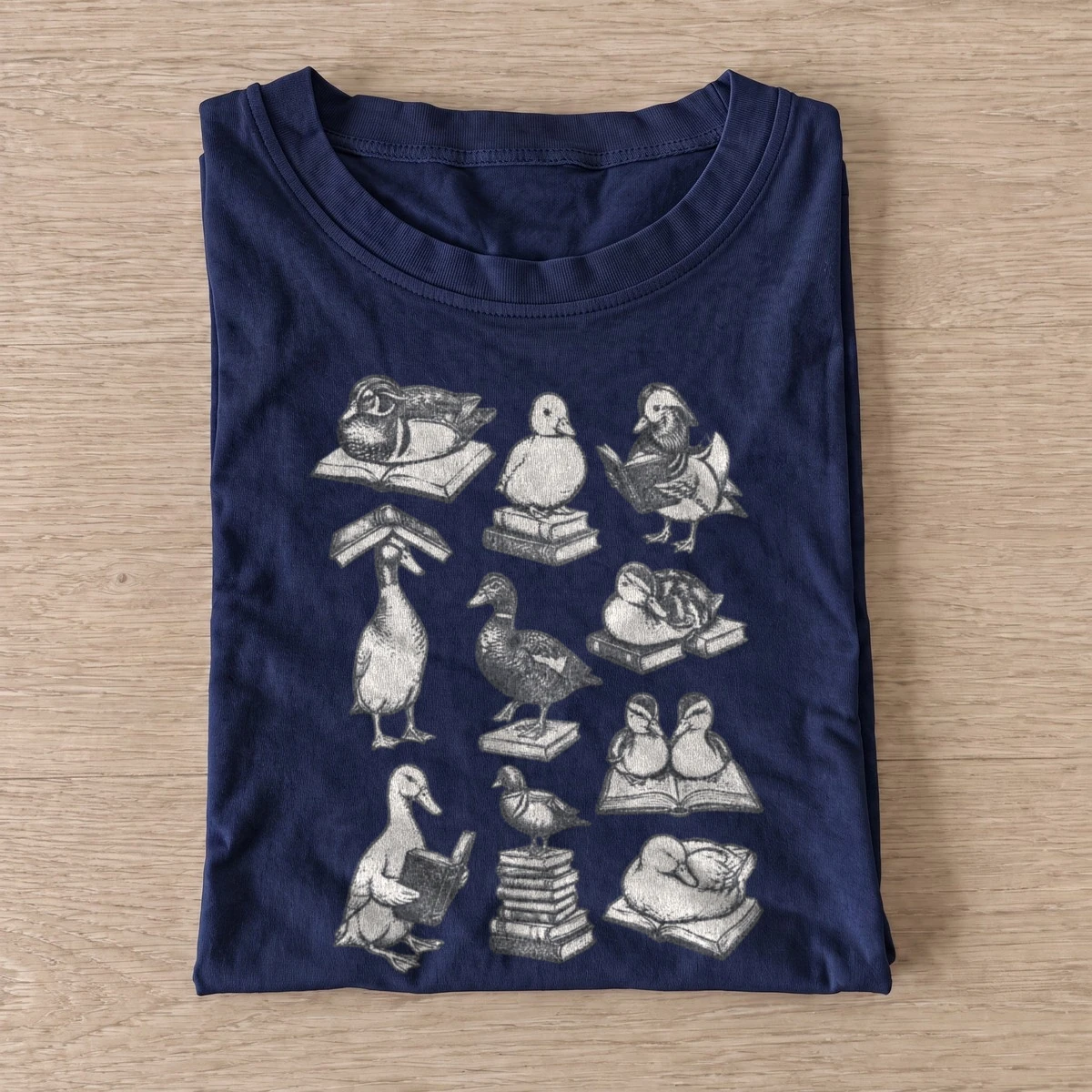 Bookish geese t shirt navy20bookish geese.webp