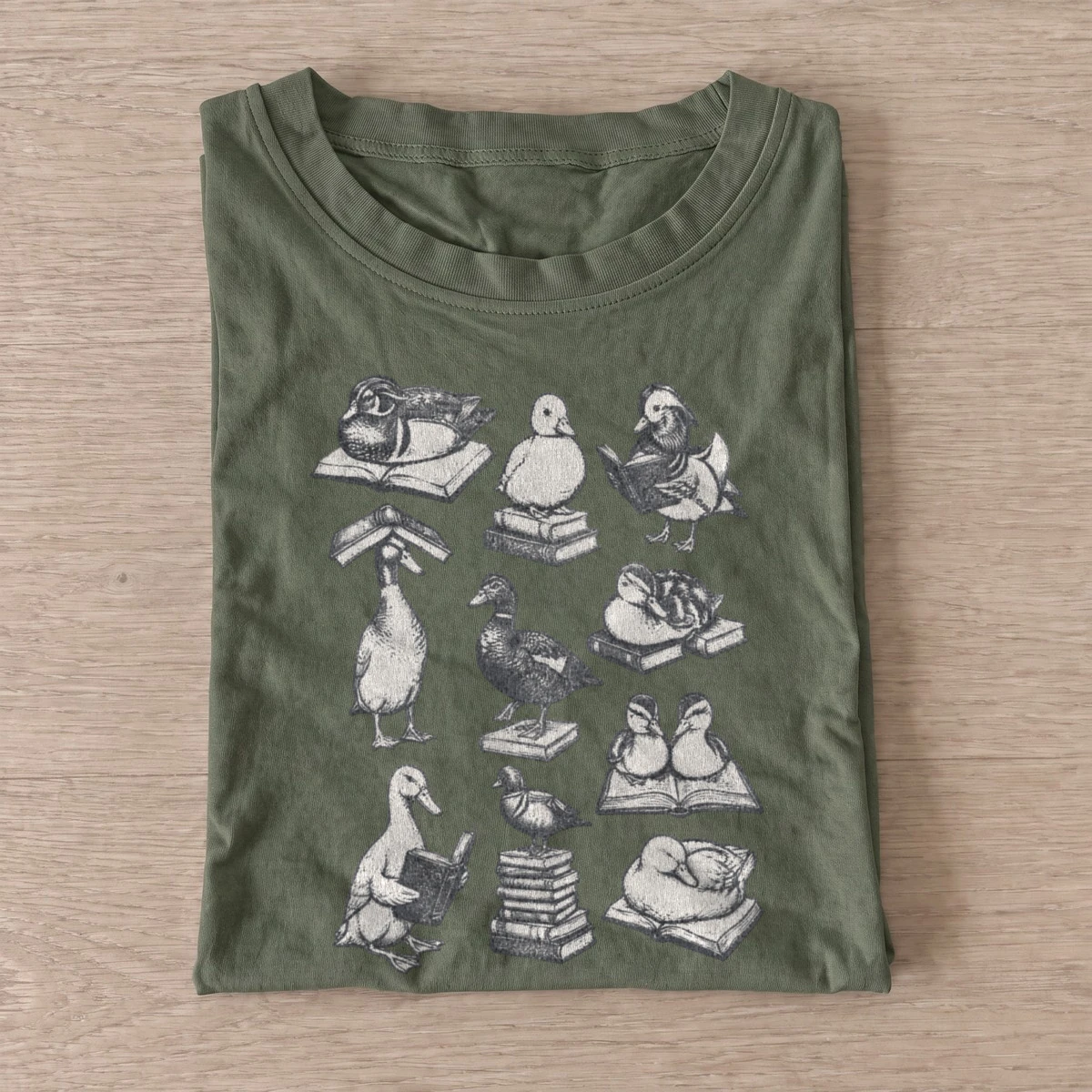 Bookish geese t shirt olive20bookish geese.webp