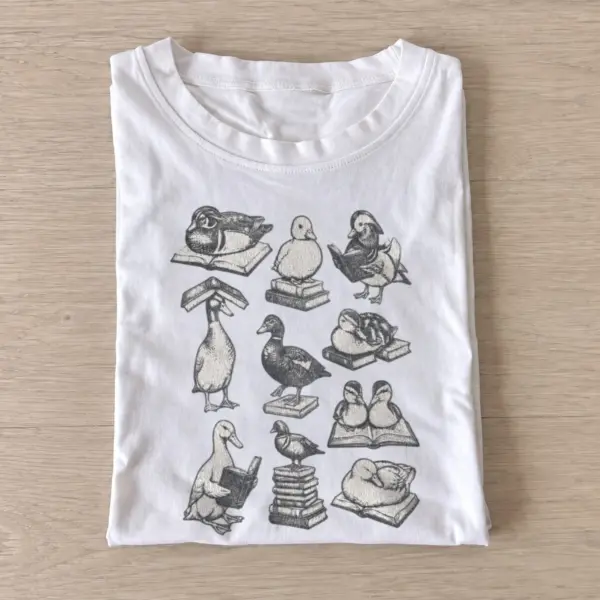 Bookish geese t shirt white20bookish geese.webp