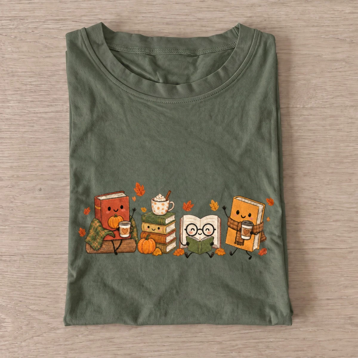 Bookish halloween friends t shirt olive20bookish halloween friends.webp