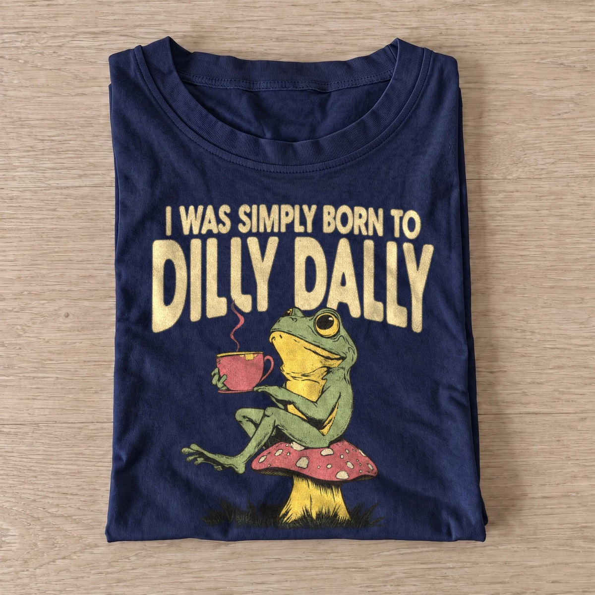 Born to dilly dally frog t shirt navy20dilly dally frog.webp