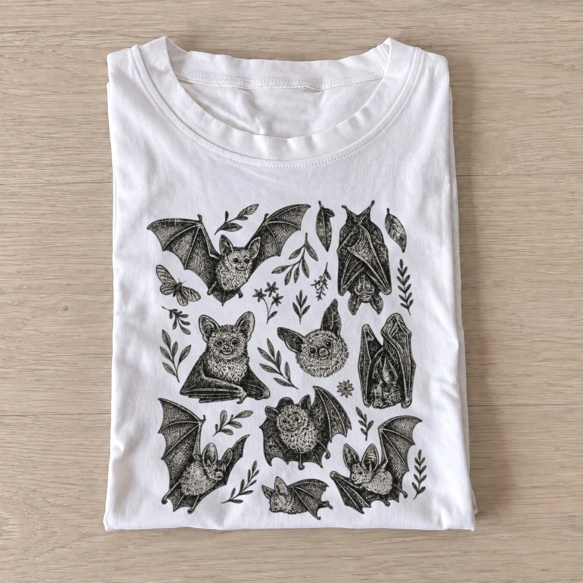 Botanical bat study t shirt white20botanical bat study.webp