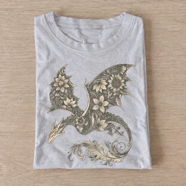 Botanical floral dragon t shirt gray20floral dragon.webp