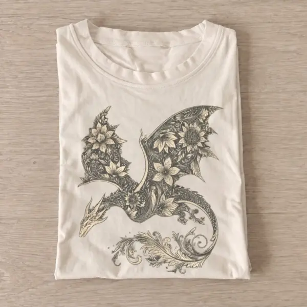 Botanical floral dragon t shirt sand20floral dragon.webp