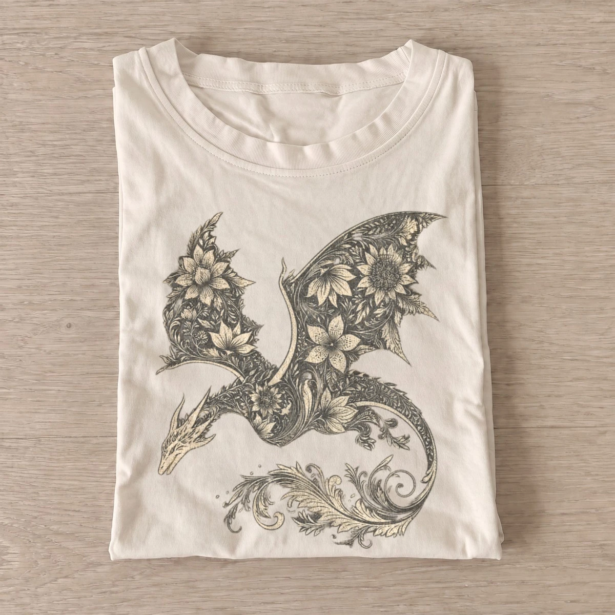 Botanical floral dragon t shirt sand20floral dragon.webp