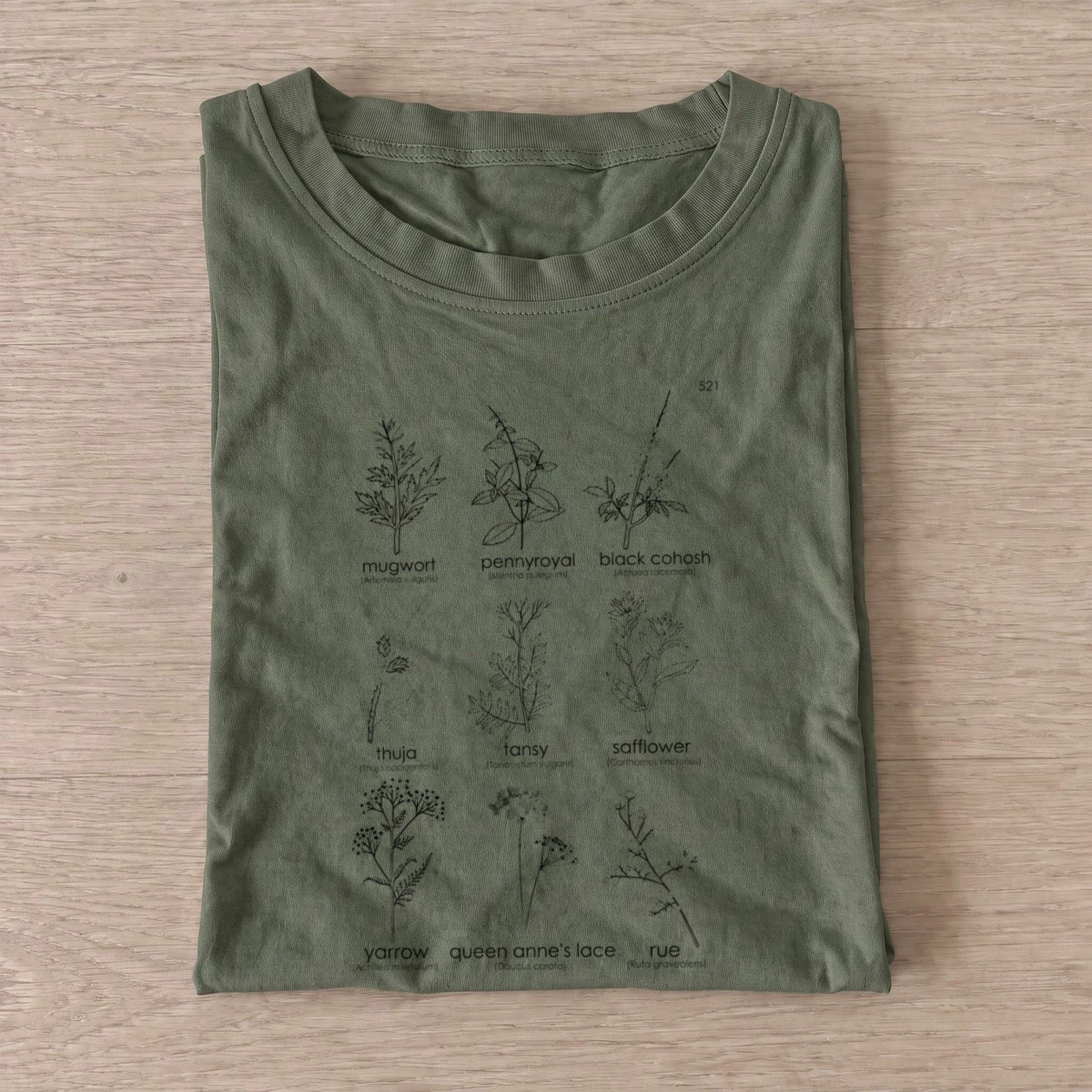 Botanical herb chart t shirt olive20botanical herb chart.webp