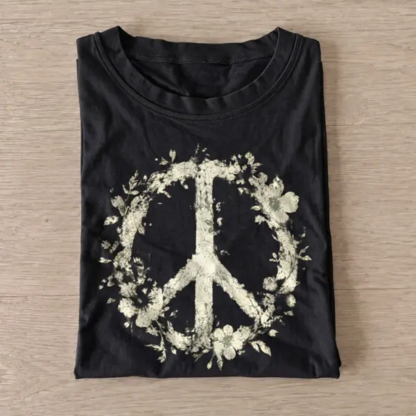 Botanical peace floral sign t shirt black20botanical peace.webp