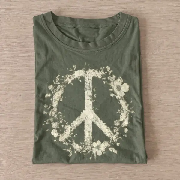 Botanical peace floral sign t shirt olive20botanical peace.webp