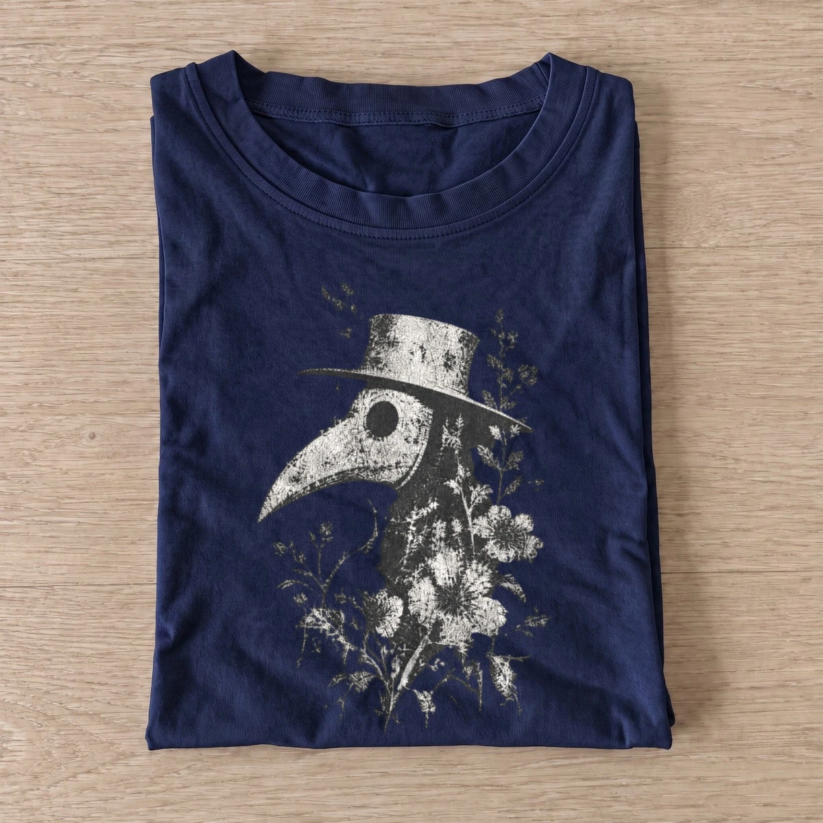Botanical plague doctor t shirt navy20botanical plague doctor.webp