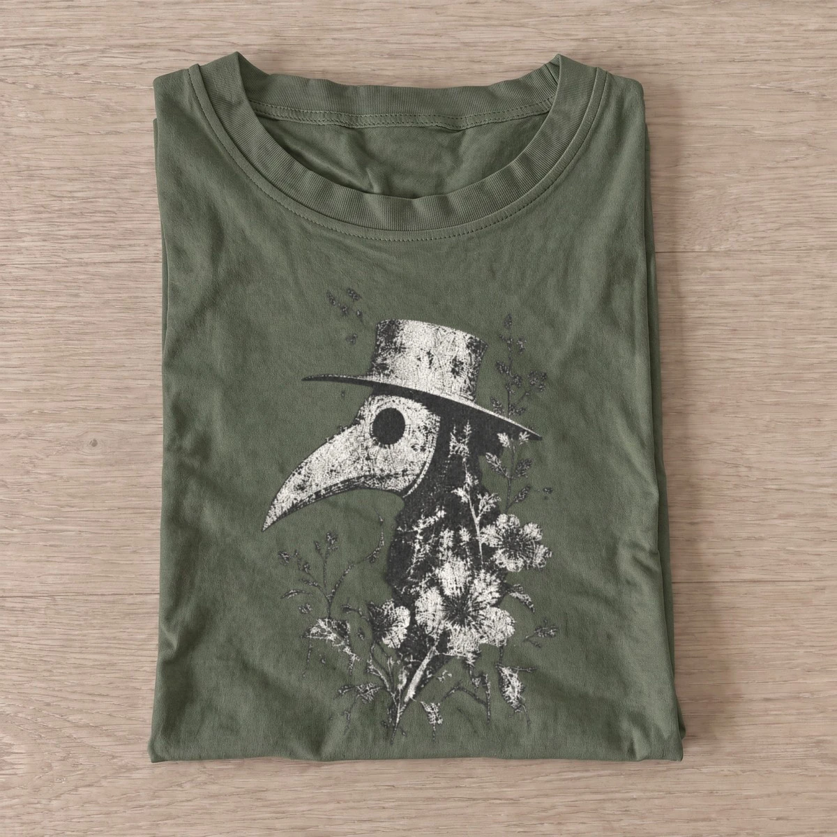 Botanical plague doctor t shirt olive20botanical plague doctor.webp
