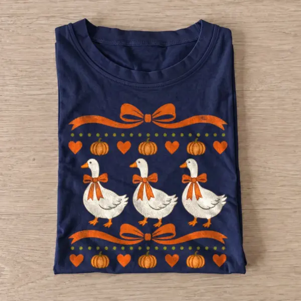 Bow tied autumn geese t shirt navy20bow tied autumn geese.webp